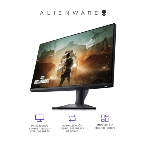 Alienware AW2523HF Gaming Monitor - 24.5-Inch (1920x1080) 360Hz Display, AMD Free Sync, Height/Tilt/Swivel/Pivot Adjustability, Dark Side of The Moon