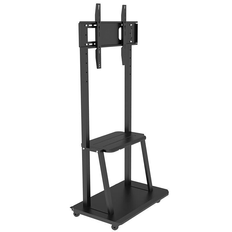 LINK BITS C3275N41 Soporte de TV móvil con Ruedas para televisores 32" a 75", Base para Pantalla de Piso, Giratorio con Dos repisas para monitores de hasta 75kg y VESA de hasta 600x400mm.