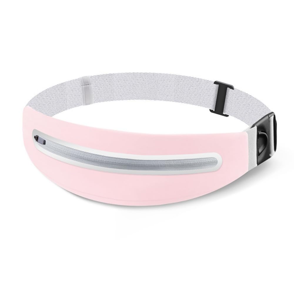 THJOPOKEEL Riñonera/Cangurera para Corredores con sistema antirrobo y orificio para auriculares - Tejido elástico de lycra impermeable - El regalo ideal para amantes del running (Rosa)