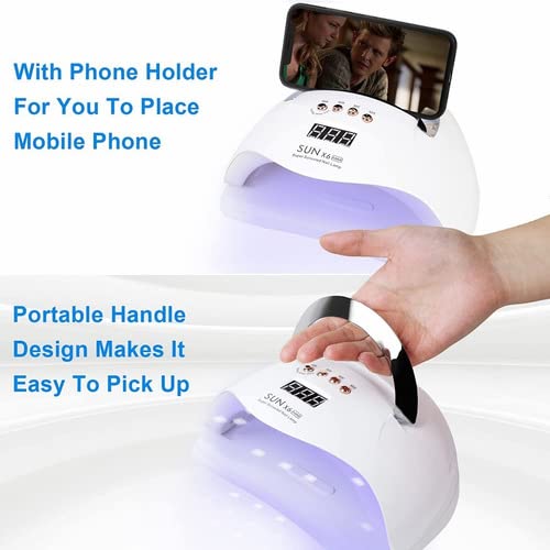 VOICEPTT Lámpara de uñas para esmalte de gel,180W 45 UV/LED Secador de uñas profesional UV Lámpara de uñas LED con 4 ajustes de temporizador, Pantalla LCD, Función de temporizador de memoria y pausa