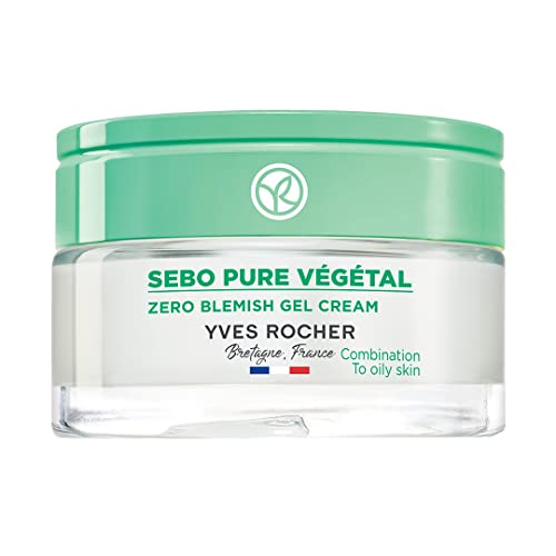 Yves Rocher Crema de gel hidratante Zero Blemish | Hidratante facial para piel grasa y propensa al acné | Matifica la piel y aprieta los poros | 1.6 onzas líquidas