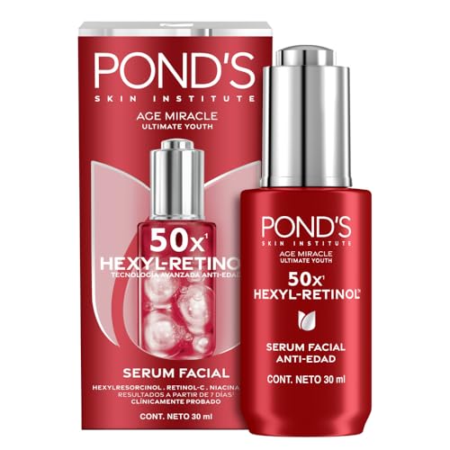 POND'S Sérum Facial Age Miracle Ultimate Youth con Hexyl-Retinol para una piel más firme, luminosa y joven, disminuye las líneas de expresión y las manchas 30 ml