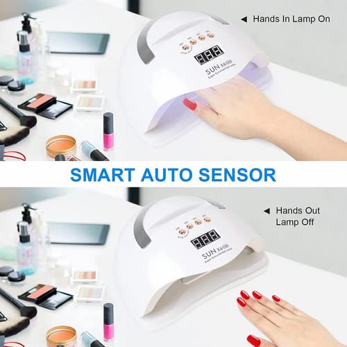 VOICEPTT Lámpara de uñas para esmalte de gel,180W 45 UV/LED Secador de uñas profesional UV Lámpara de uñas LED con 4 ajustes de temporizador, Pantalla LCD, Función de temporizador de memoria y pausa
