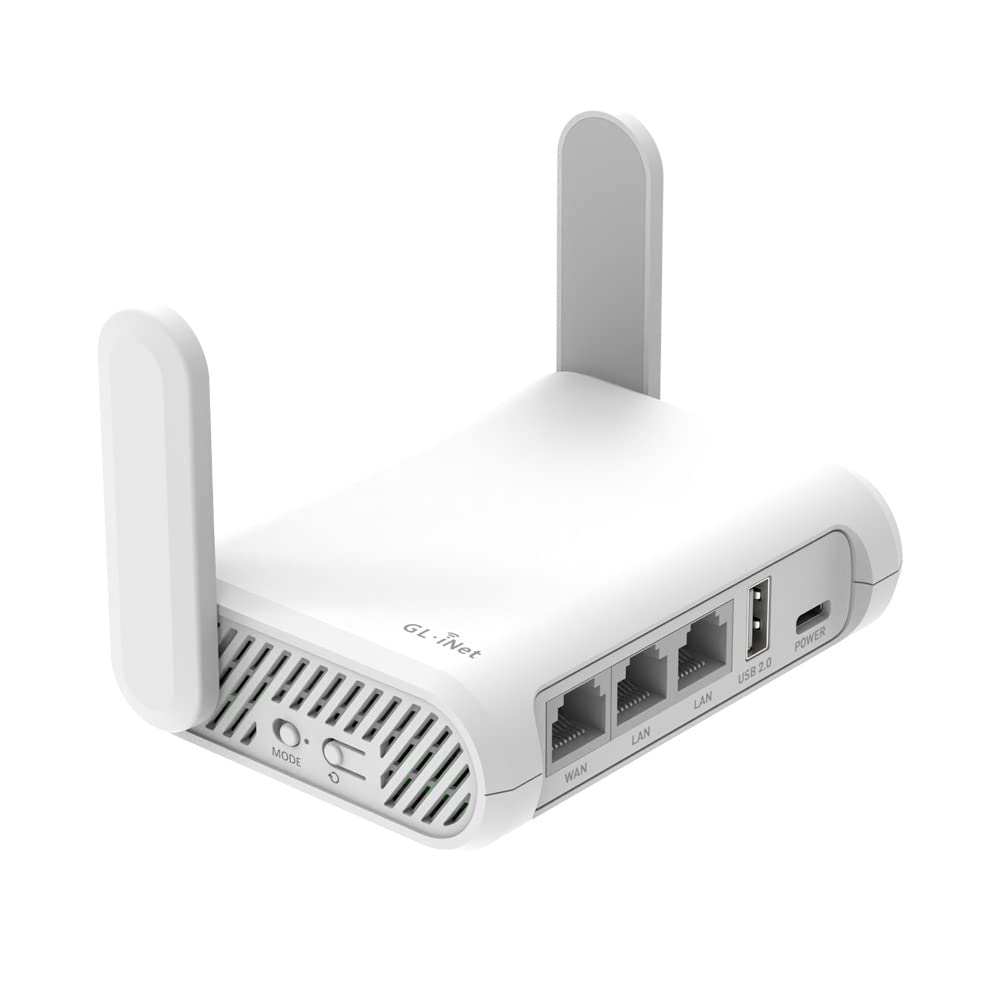 GL.iNet GL-SFT1200 (Opal) Enrutador WiFi de viaje seguro, red inalámbrica Gigabit Ethernet AC1200 de doble banda, IPv6 USB 2.0, modo de punto de acceso de puente repetidor, enrutador para uso público,