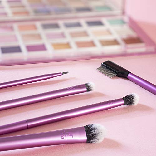 REAL TECHNIQUES, Kit de Brochas de Maquillaje para Ojos, Enhanced Eye Set, Incluye 5 Brochas + Taza para Brochas, Calidad Profesional