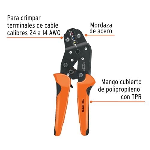 Kit de Crimpadora Truper Naranja con 500 Terminales con Aislamiento