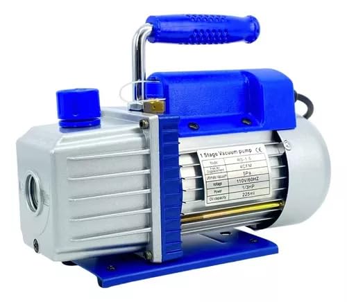 FIXITFAST 4cfm 1/3hp Bomba De Vacío + Manómetro R134a/r22/r410a/r404a juego de manómetros de colector de 4 vías para refrigerantes para refrigeración HVAC A/C recarga y mantenimiento, sin aceite