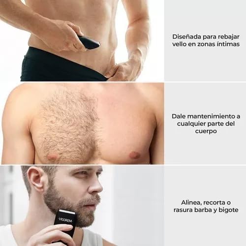 VIGOREM Pro Rasuradora para hombre corporal y zonas íntimas,Impermeable grado IPX-6 cuchillas de cerámica anticorte,Rasuradora Pro De Hombre Para zonas Intimas