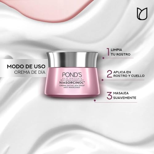 POND'S Crema Facial Antimanchas* Día Bright Miracle Ultimate Clarity con Niasorcinol y FPS 30**, uso de día para una piel luminosa y tono uniforme 50 g