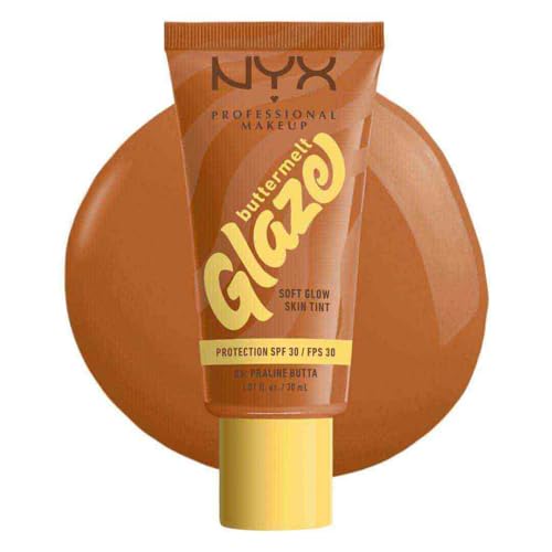 Tinta de Maquillaje Glaze Tint con SPF 30 de Nyx Professional Makeup, Tono Praline Butta (Cafe Medio)