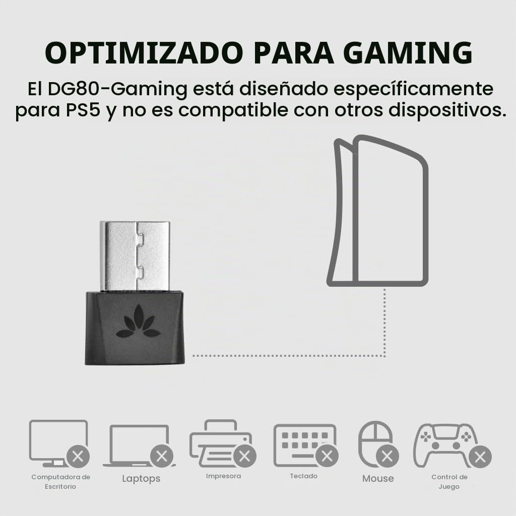 Adaptador USB Bluetooth 5.3 Avantree DG80 Gaming Blanco con Baja Latencia y aptX para Consolas de Juegos