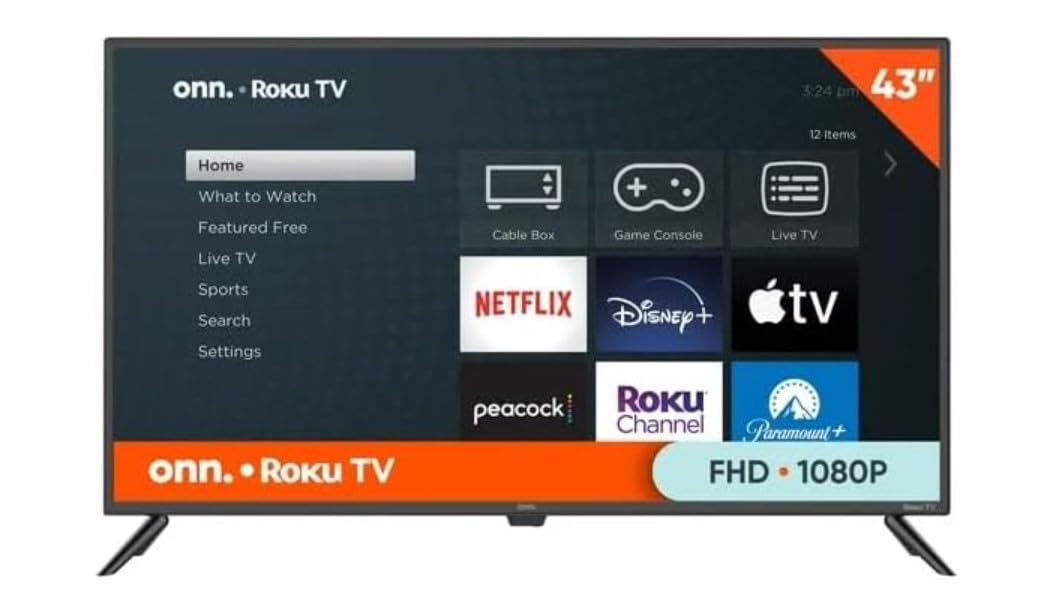 ONN Television Smart TV 43 Pulgadas Class FHD (1080p) LED TV HDR10 WiFi Funciona con Apple Home, Alexa y Asistente de Google 100133209