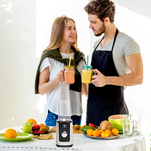 Batidora Personal Moss & Stone Blanco Negro 2 en 1 con Vasos Adicionales