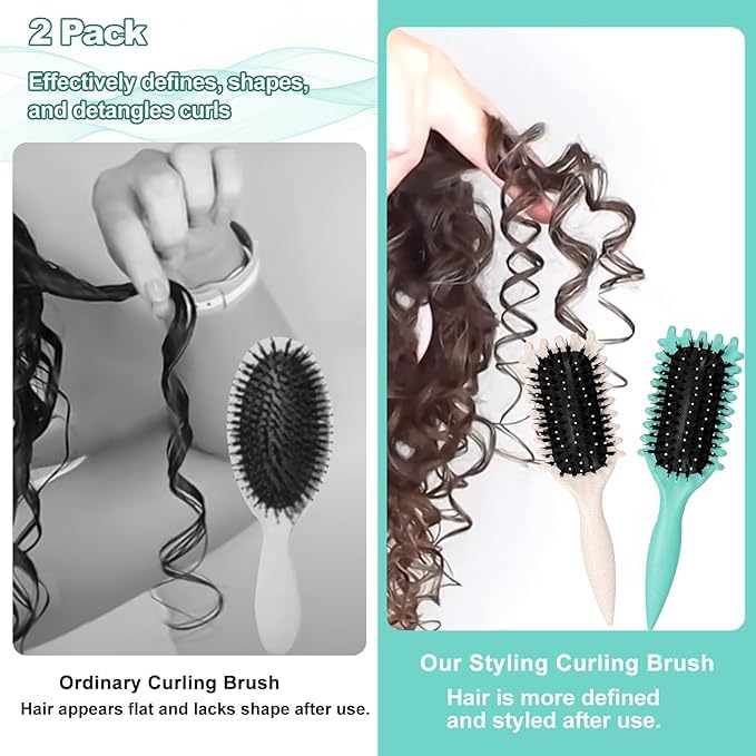 Set de Peines con Tecnología de Colchón de Aire para Desenredar Cabello Rizado y Ondulado - Pack de 2 Unidades, Ideal para Cuidado Diario del Cabello Rizado