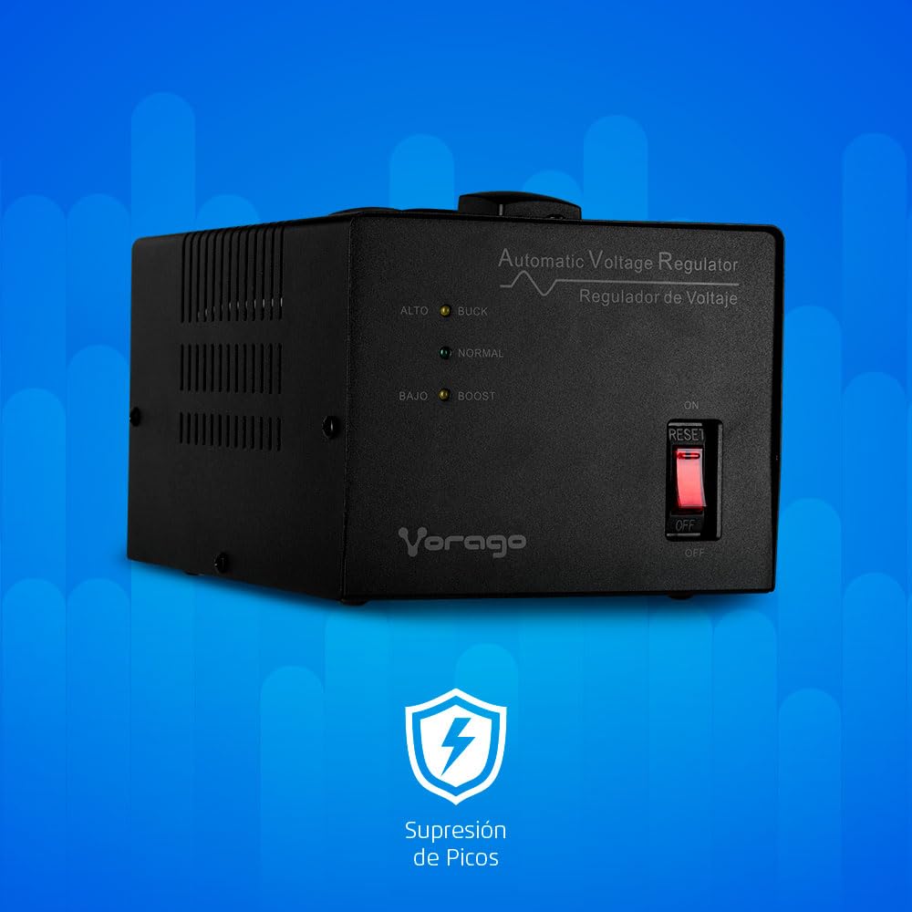 Regulador Automático de Voltaje Vorago AVR-400 175 Joules Supresor de Picos con 4 Contactos 1800W 3000 VA
