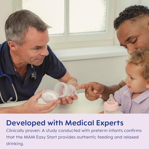 MAM Baby Bottles for Breastfed Babies, MAM Bottles Anti Colic, Girl, 9 Ounces, 3-Count