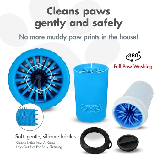 Dexas Lidded MudBuster - Limpiador portátil para Patas de Perro, Mediano, Color Azul