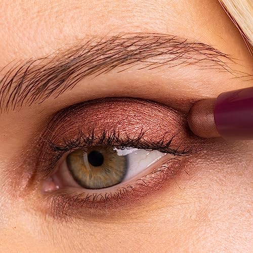 Palladio Barra de sombra de ojos impermeable con esponja mezcladora, aplicación duradera y sin esfuerzo, Burgundy Shimmer