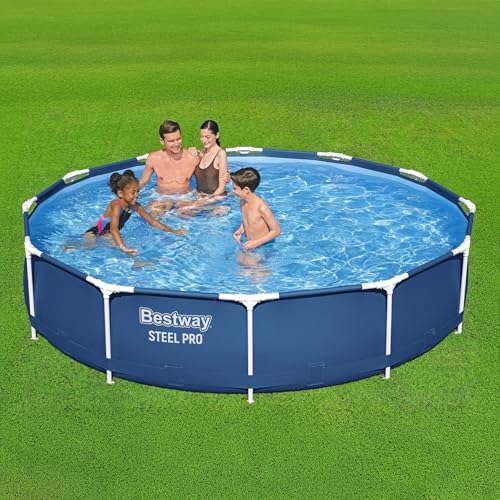 Bestway Steel Pro - Juego de piscina redonda sobre el piso de 12 x 30 pulgadas, incluye bomba de filtro de 330 galones