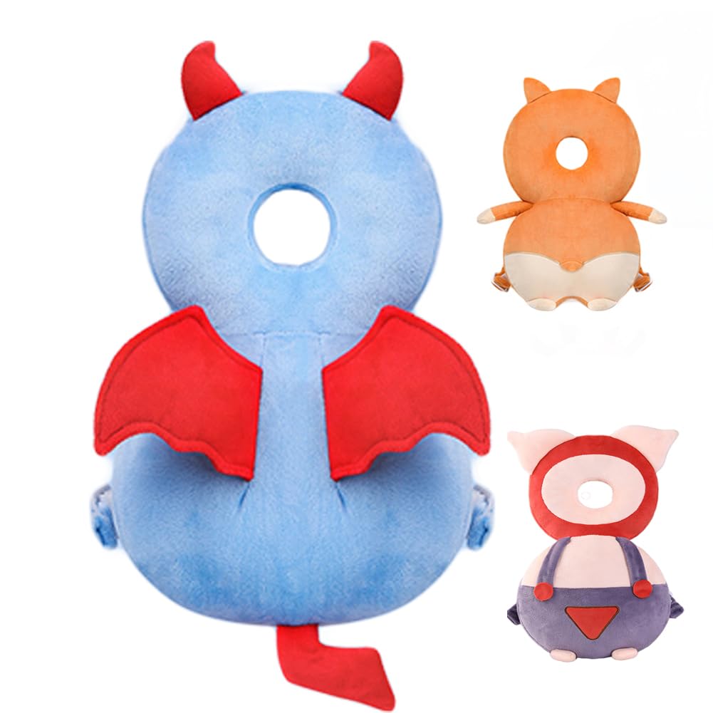 Mochila Diablo Azul Oscuro con Cojín de Protección para la Cabeza del Bebé