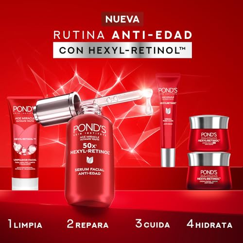 POND'S Sérum Facial Age Miracle Ultimate Youth con Hexyl-Retinol para una piel más firme, luminosa y joven, disminuye las líneas de expresión y las manchas 30 ml