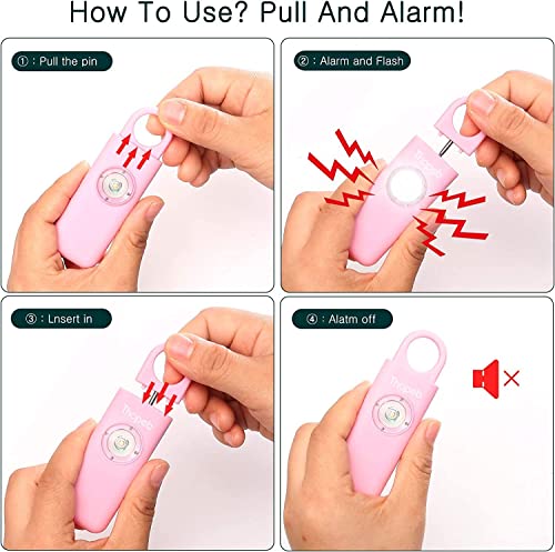 Alarma de Seguridad Personal para Mujer, Luz LED Estroboscópica, Sirena de 130 dB para Universidades