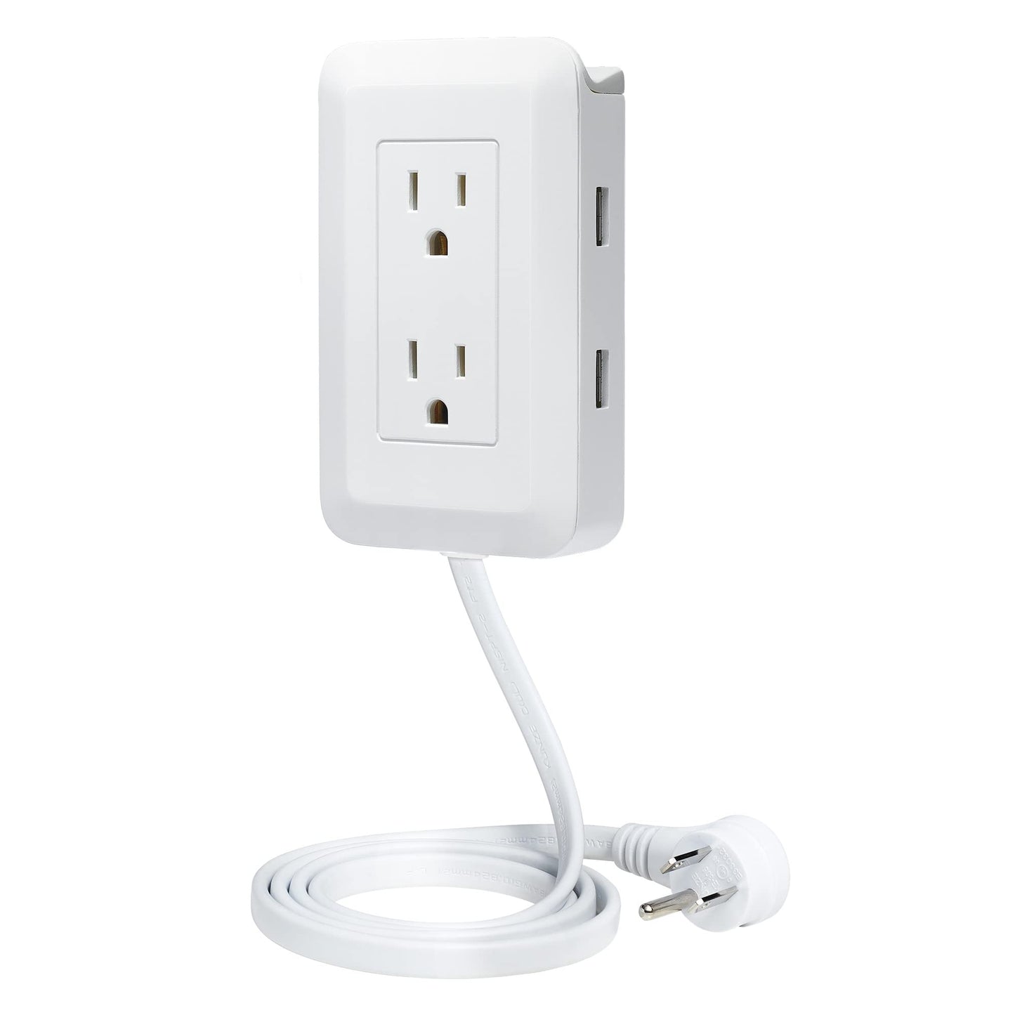 Ontel - Extensor de Enchufe Presto para reubicar Tomas de Corriente inalcanzables, Cable de 4 pies, se adhiere fácilmente en la Pared, Proporciona protección contra sobretensiones, 2 Salidas de CA, 2