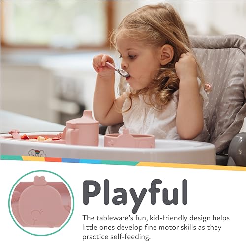 Placa Redonda de Silicona Nuby Rosa Ballena para Niños Pequeños