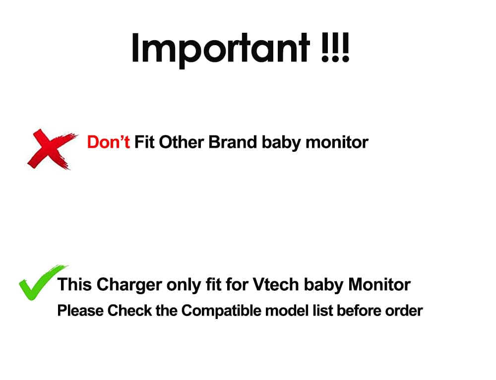 Cable de alimentación para cargador de monitor de bebé VTech: 6 V USA UL Listed Adapter Compatible con DM221 DM221-2 DM223 DM251 (unidades para padres y bebés) DM111 DM112 DM222 DM271 (solo unidad