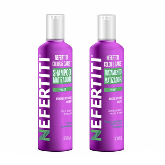 Shampoo Matizador Nefertiti Violeta + Tratamiento Keratina Sin Parabenos
