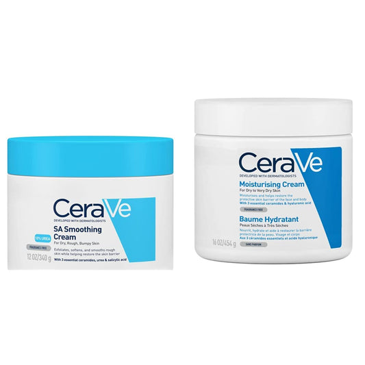 Cerave Cerave Sa Crema Alisadora Anti-Rugosidades |340Gr| Crema Exfoliante De Uso Corporal Para Piel Aspera Y Rugosa + Crema Hidratante |454gr| Hidrante diario para rostro y cuerpo para piel seca
