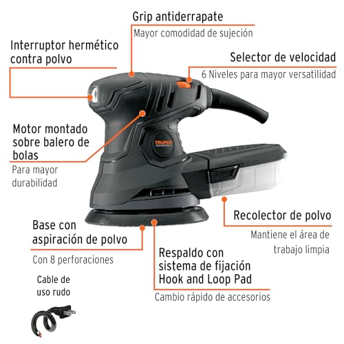 Lijadora Roto Orbital Truper LIRO-5N 5" 260W Industrial