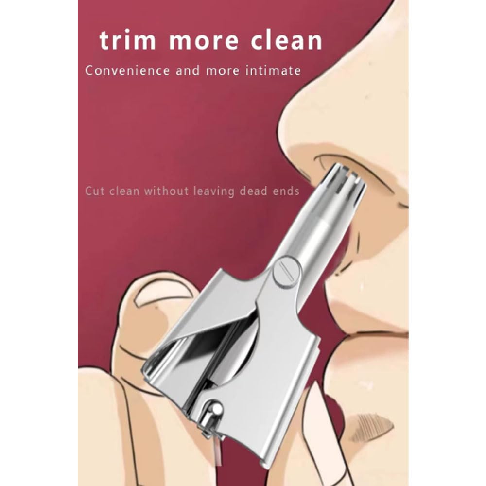 Recortador de vello nasal para hombres, de acero inoxidable, manual, unisex, con 12 cuchillas de doble filo, indoloro, sin pilas, pequeño y fácil de limpiar y transportar