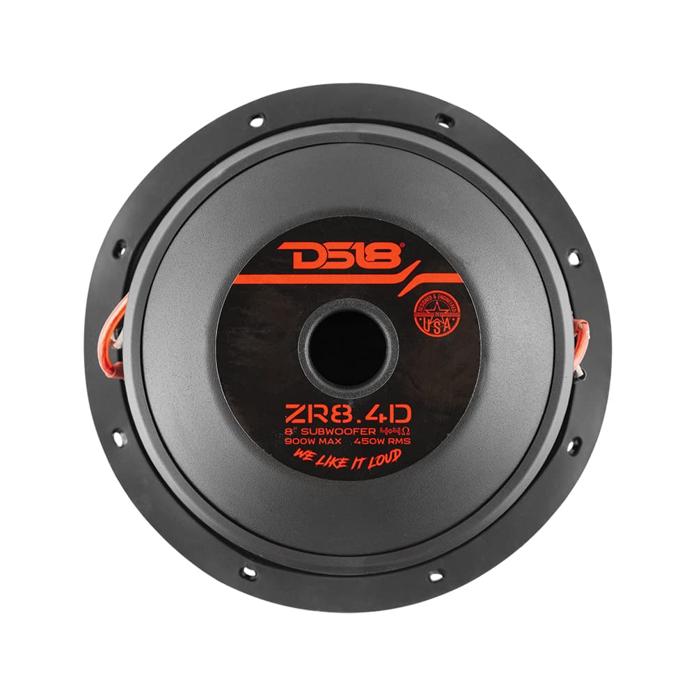DS18 ZR8.4D Elite-Z - Subwoofer de Audio para Coche de 8 Pulgadas, Bobina de Voz Dual de 900 W, DVC de 4 ohmios y 4 ohmios (1 Altavoz)