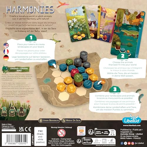 Juego de mesa Harmonies - Crea paisajes oníricos. Juego estratégico y poético, divertido juego familiar para niños y adultos, de 10 años, 1 a 4 jugadores, tiempo de juego de 30 minutos, hecho por