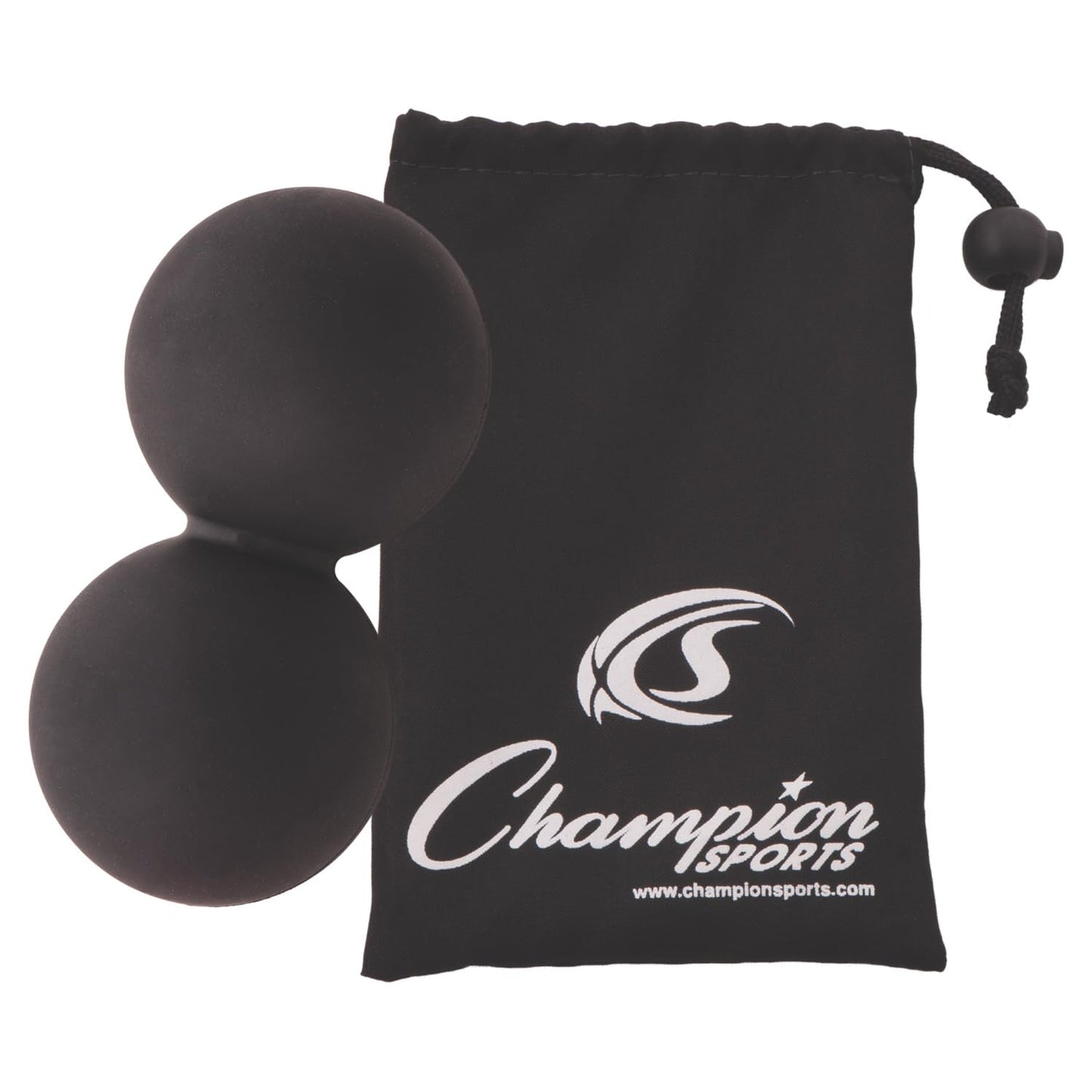 Champion Sports - Pelota de masaje de cacahuete, 2.5 pulgadas, goma negra, bolas de rodillo de tela profundo para mayor movilidad, alivio del punto de gatillo en los pies, espalda, cuello, hombros,