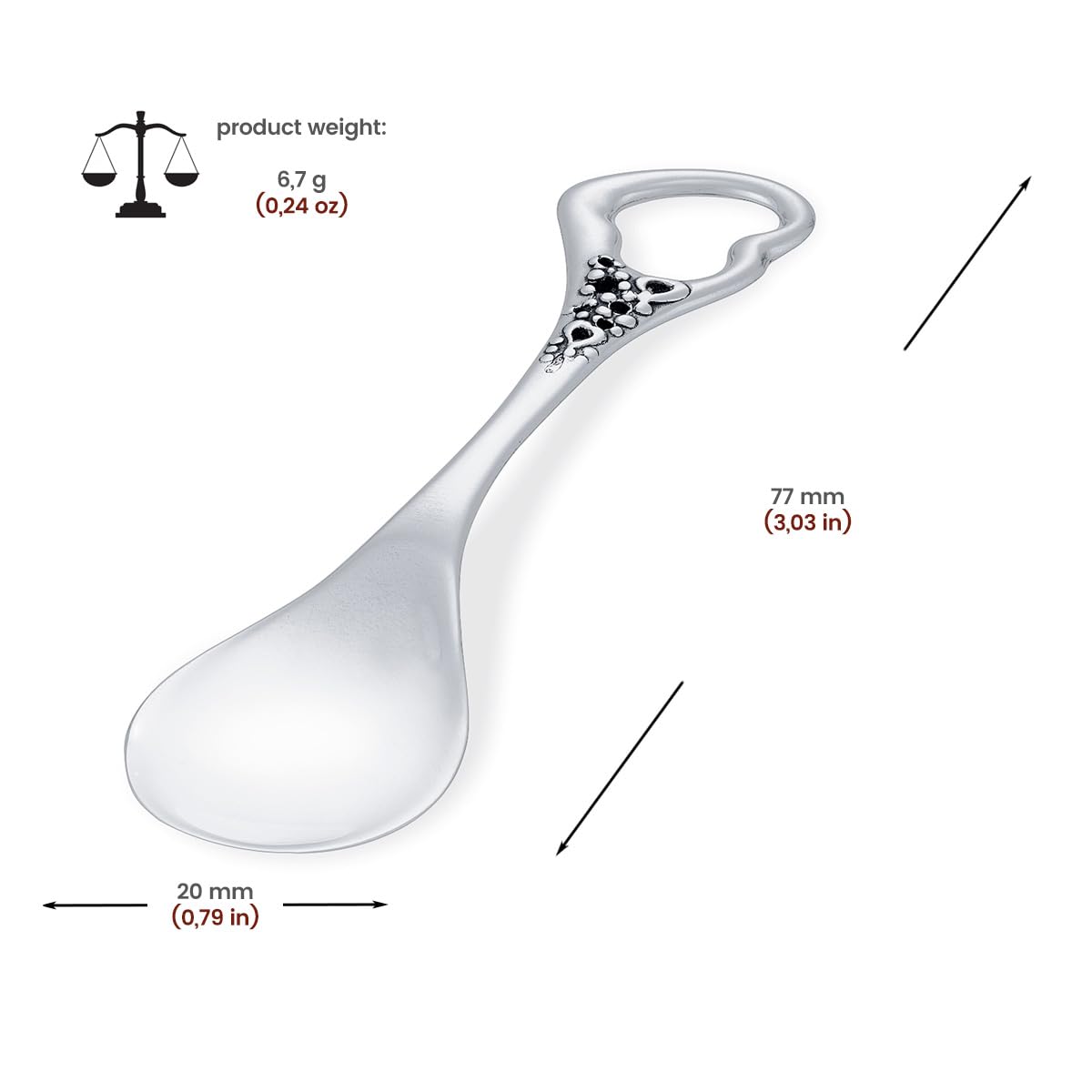AMBEDORA Pequeña Cuchara de Plata con Grabado, Plata 925 Pulida, Idea de Regalo para Cumpleaños, Aniversario de Boda o Bautizo