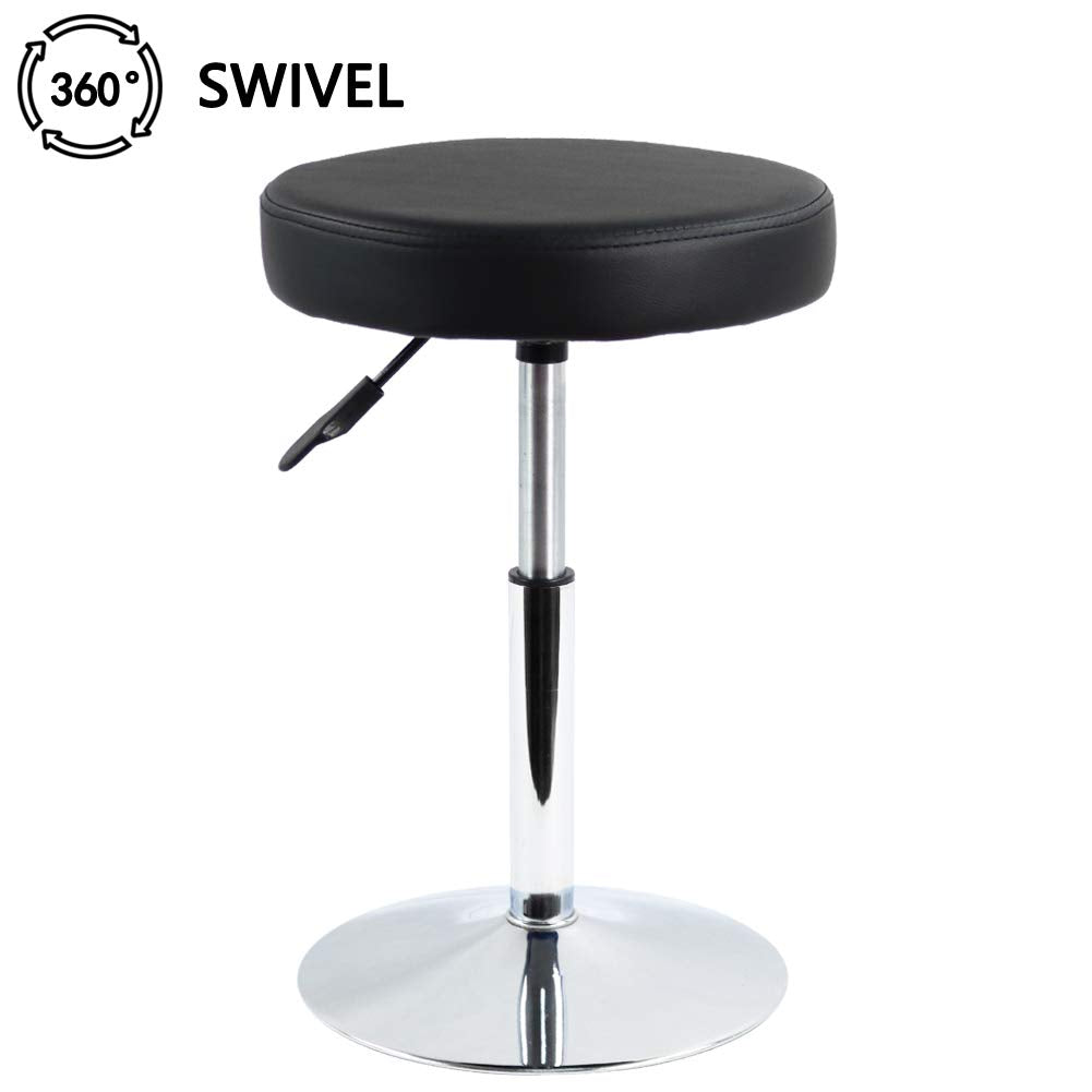 FURWOO - Taburete corto negro – Taburete giratorio de altura ajustable para oficina, spa, salón, manicura y tatuaje, pequeño