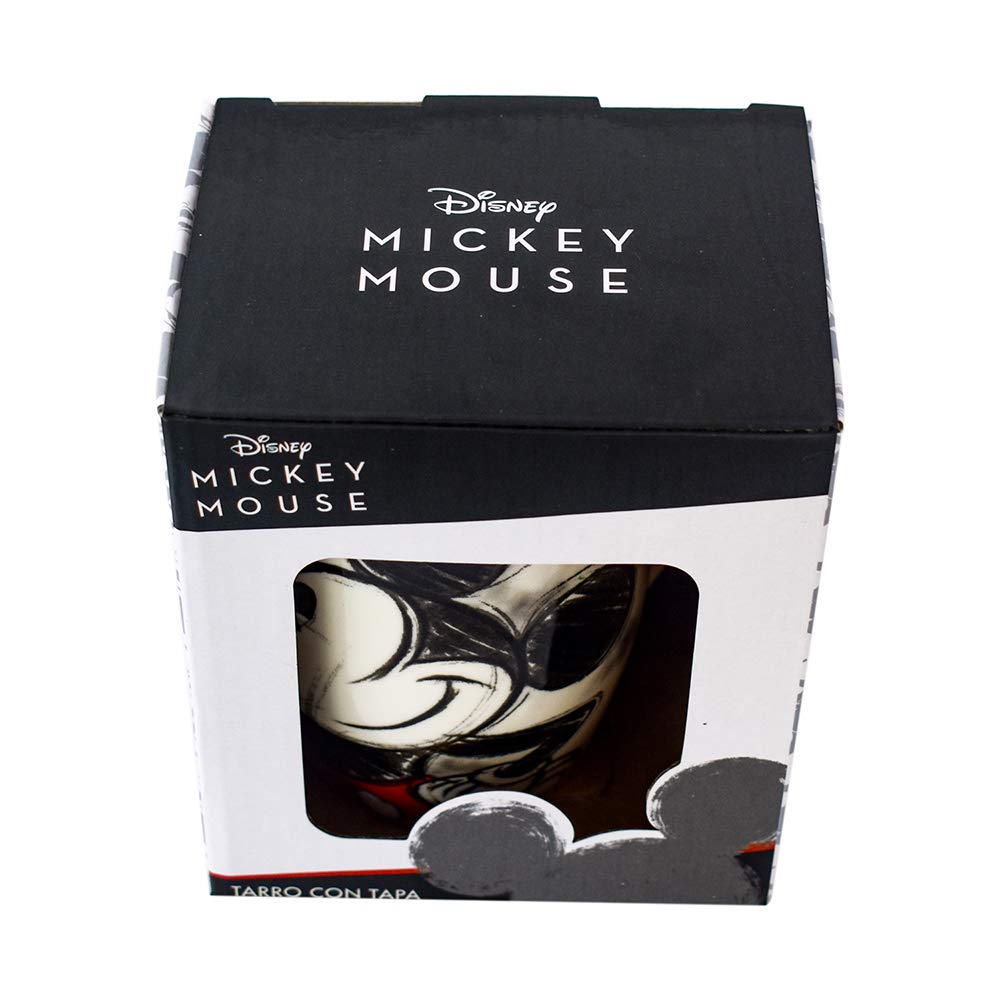 FUNKIDS 1754-17 Taza para Café con Tapa Disney Mickey Mouse de Cerámica de 385 Mililitros