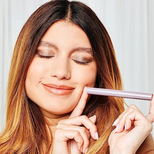 Palladio Barra de sombra de ojos impermeable con esponja mezcladora, aplicación duradera y sin esfuerzo, Silver Mauve Shimmer