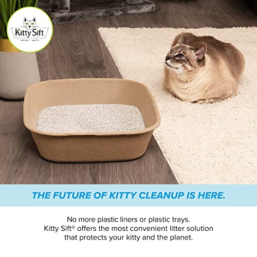 Kitty Sift (6 Unidades) Caja de Arena desechable para Gatos, sostenible, Limpia, Grande, Paquete de 6