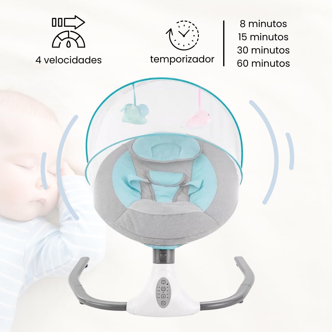 Mecedora Eléctrica SAYCHEESE Premium Beige con Control Remoto y Asiento Acolchado para Bebé