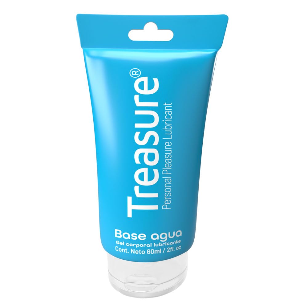 Lubricante intimo femenino TREASURE, lubricante base agua cristalino, presentación en gel, perfecto para usarlo en intimidad y con juguetes, larga duración y de facil limpieza, presentación de 60 ml