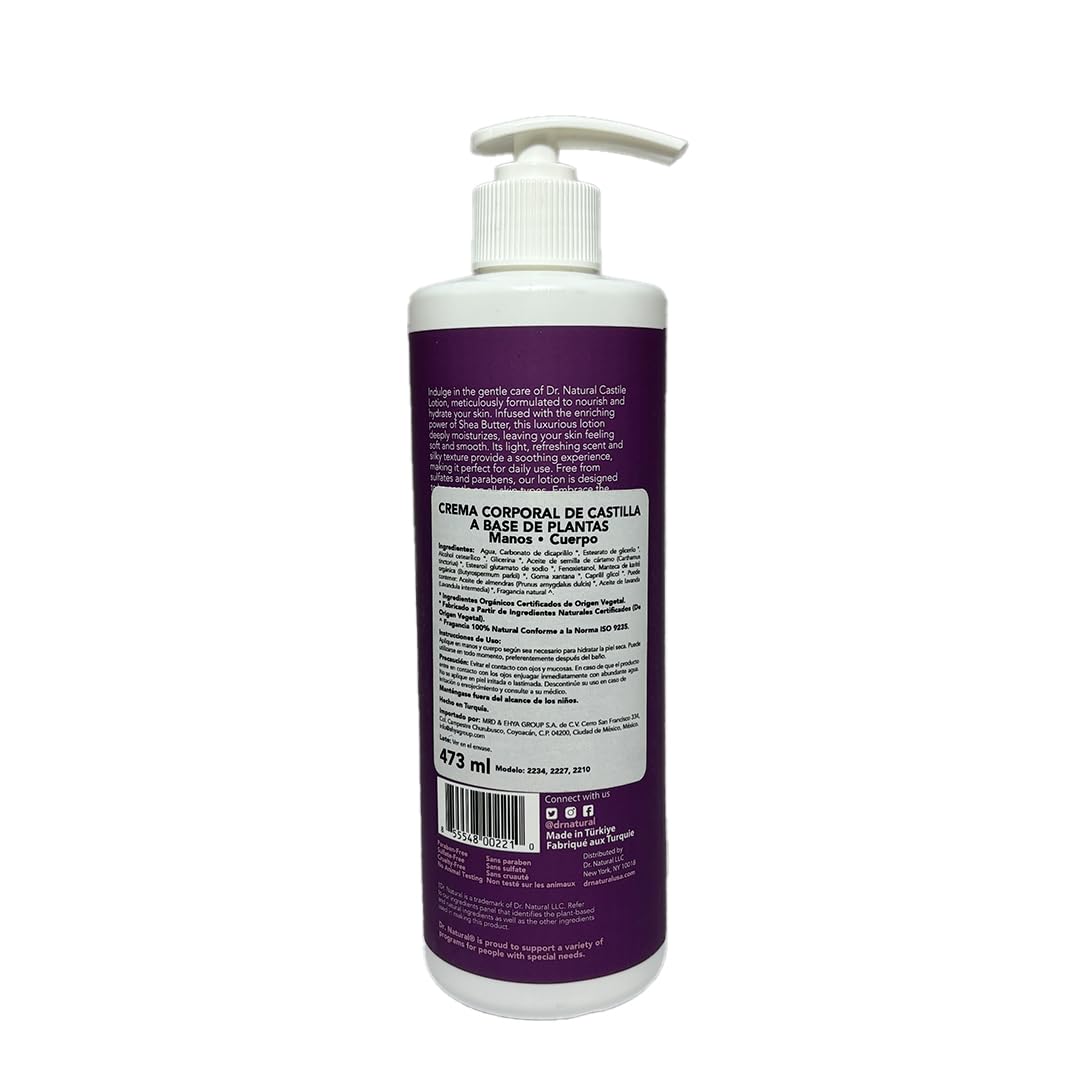 Castile Body Lotion - Lavender by Dr. Natural for Unisex - 16 oz Body Lotion