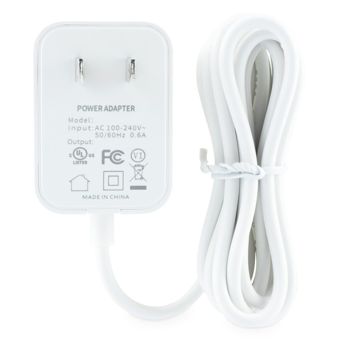 LEFXMOPHY - Cable de alimentación para monitor de bebé VTech VM901 VM919HD VM919-2HD VM819 VM819-2 de poliuretano para visualización de mano (no para unidad de bebé Cam) repuesto 5V blanco cargador UL Aadpter con cable de 5 pies