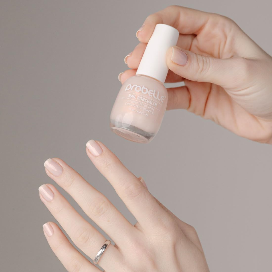 Probelle Illuminating Nail Concealer, Sheer Long Lasting Brightening Nail Polish for yellowing discolored nails, perfect finish for damaged nails with imperfections, Vegan, Gluten Free, Peach Pearl