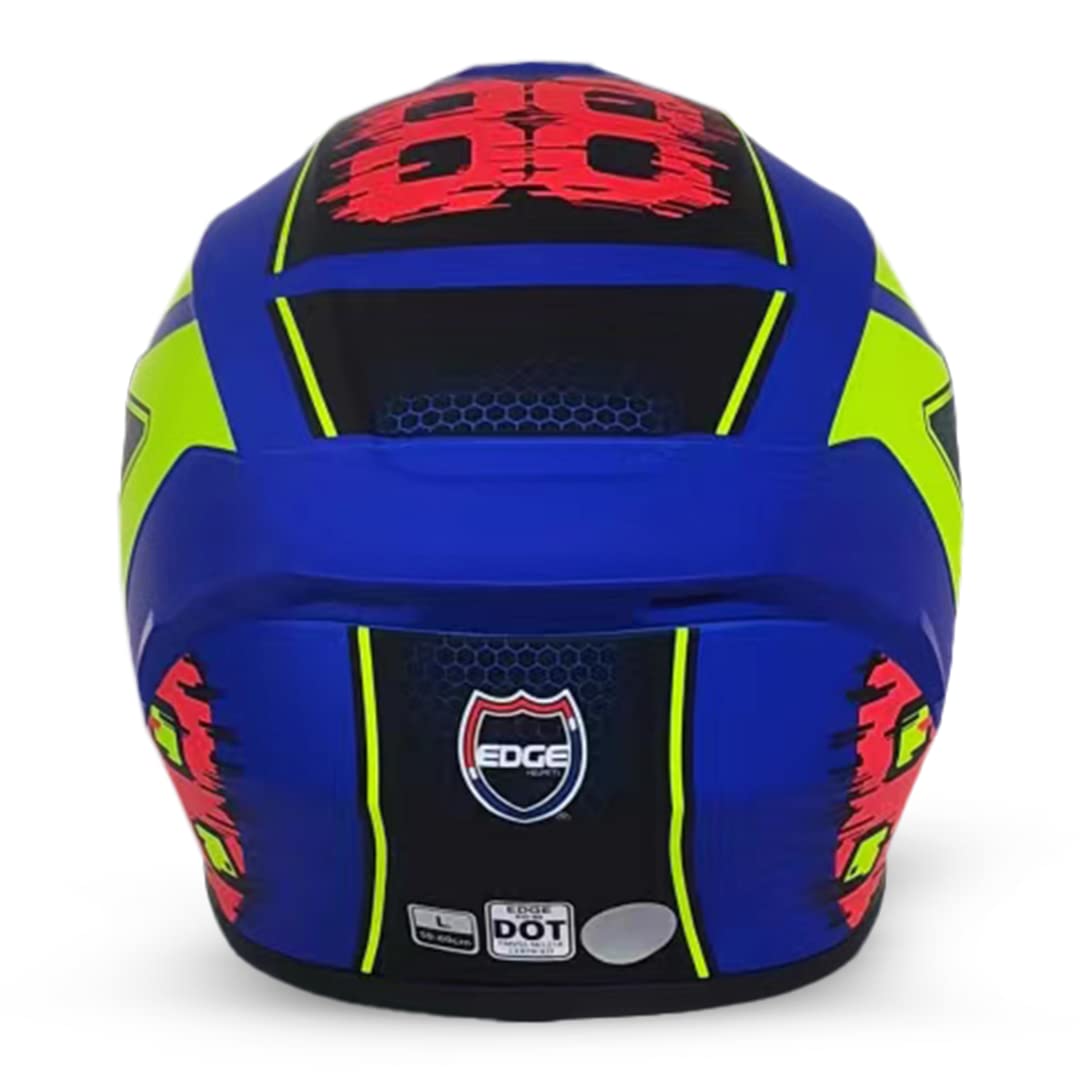 Casco Motocicleta Integral Edge Neon Azul Visor Doble Antivaho Certificado Dot