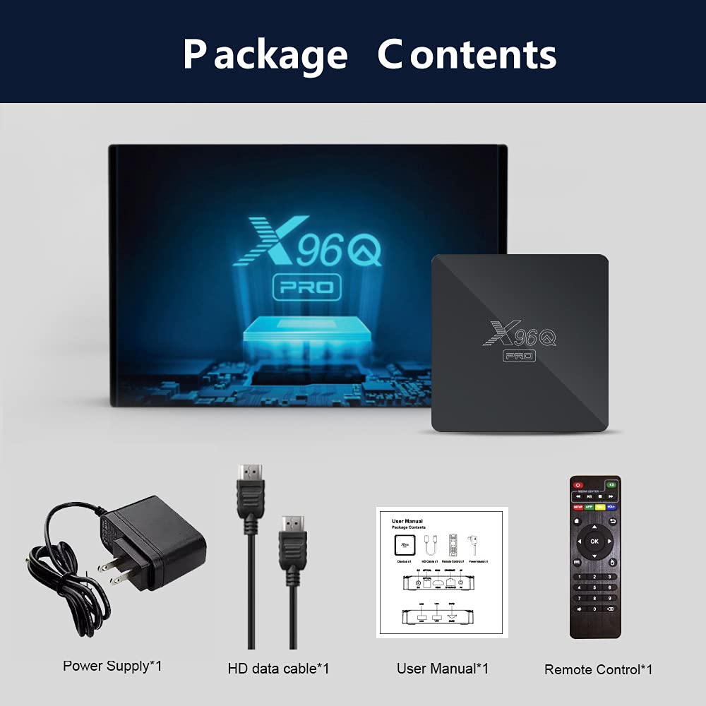 Caja de TV Android 10.0, X96Q PRO 5G Android TV Box 2GB RAM 16GB ROM Allwinner H313 Quad-Core 64bit con WiFi 2.4GHz USB 3.0 Ultra HD 6K H.265 WiFi Caja de TV en casa