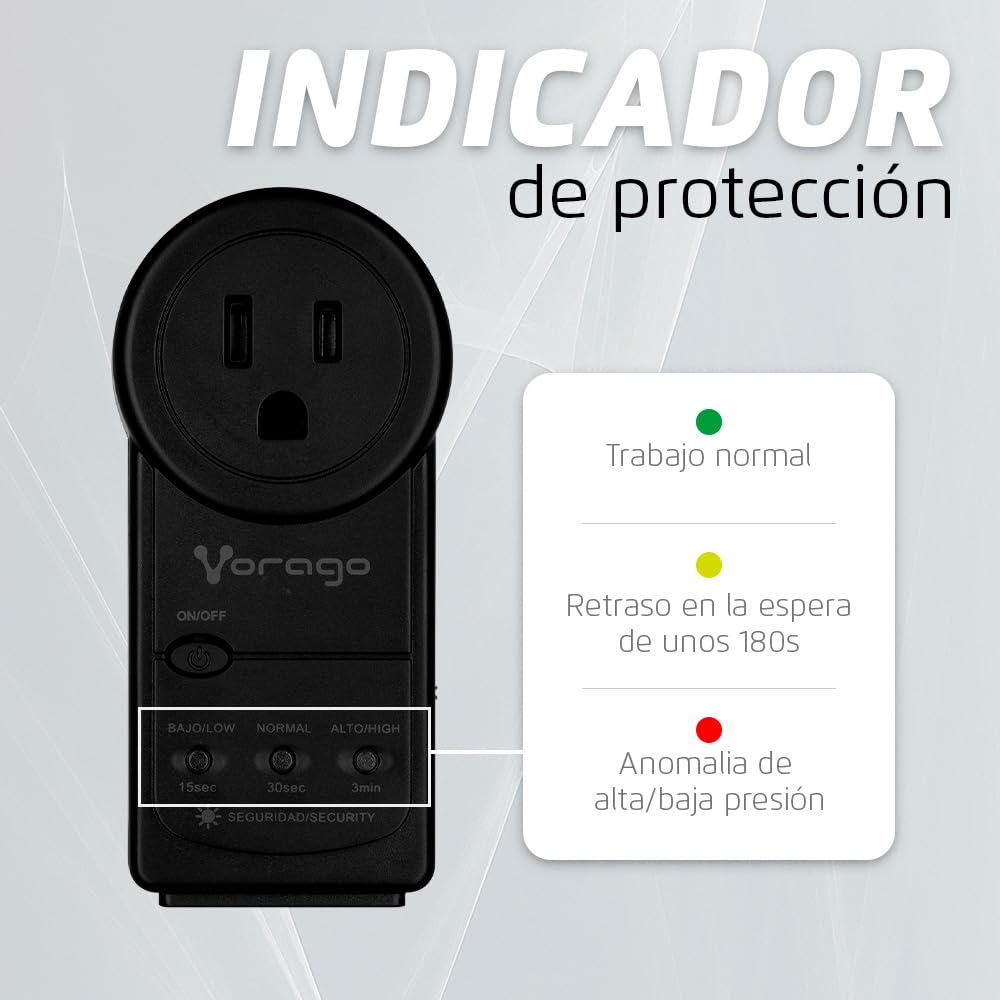 Protector de Voltaje Vorago AVR-300 Gris con Supresor de Picos 900 Joules para PC y Electrodomésticos