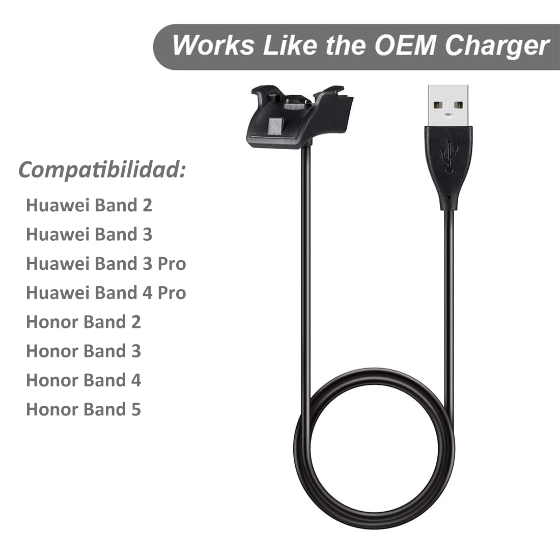 USTIYA Cargador para Huawei Honor Band 3 Pro y 2 Pro y 3 y 5 y 4 Pro Base de Carga de Repuesto (Negro)